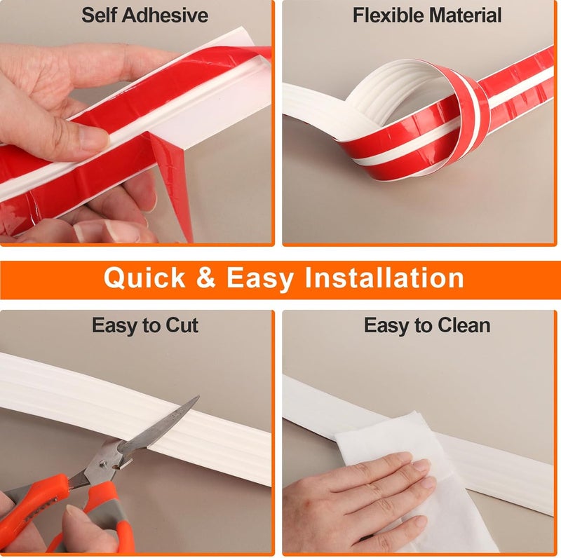 Elvone Wall Corner Protector & Edge Guard，Peel and Stick Wall Trim Moulding Inside & Outside Corner Molding Trim Caulk Strip, Self Adhesive Trim for Wall Edge,Ceiling,Countertop, 1.6” W x40’ L, White - Image 4